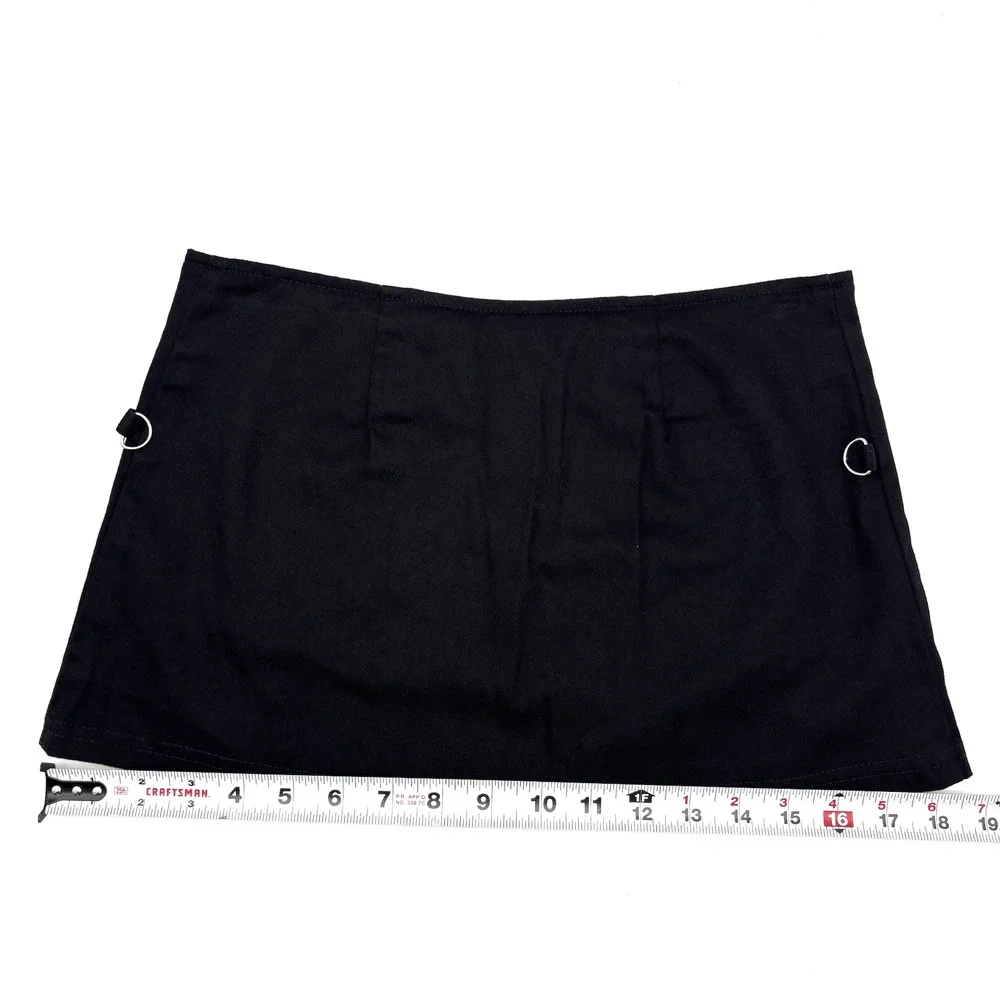 Vintage 90s Y2K DOGPILE Black Low Rise Zip Up D-ring Micro Skirt XS 26x11